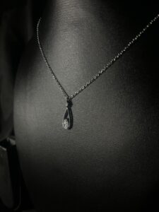 Elegant Silver Open-Frame Pear Drop Necklace